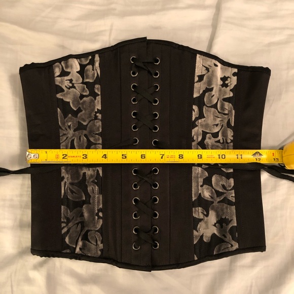 Black with grey velvet corset with real boning. - Picture 4 of 6